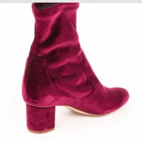 NEW Sarah Flint Alexandra Mid Velvet Sock Booties - Dark Pink - Picture 2 of 8